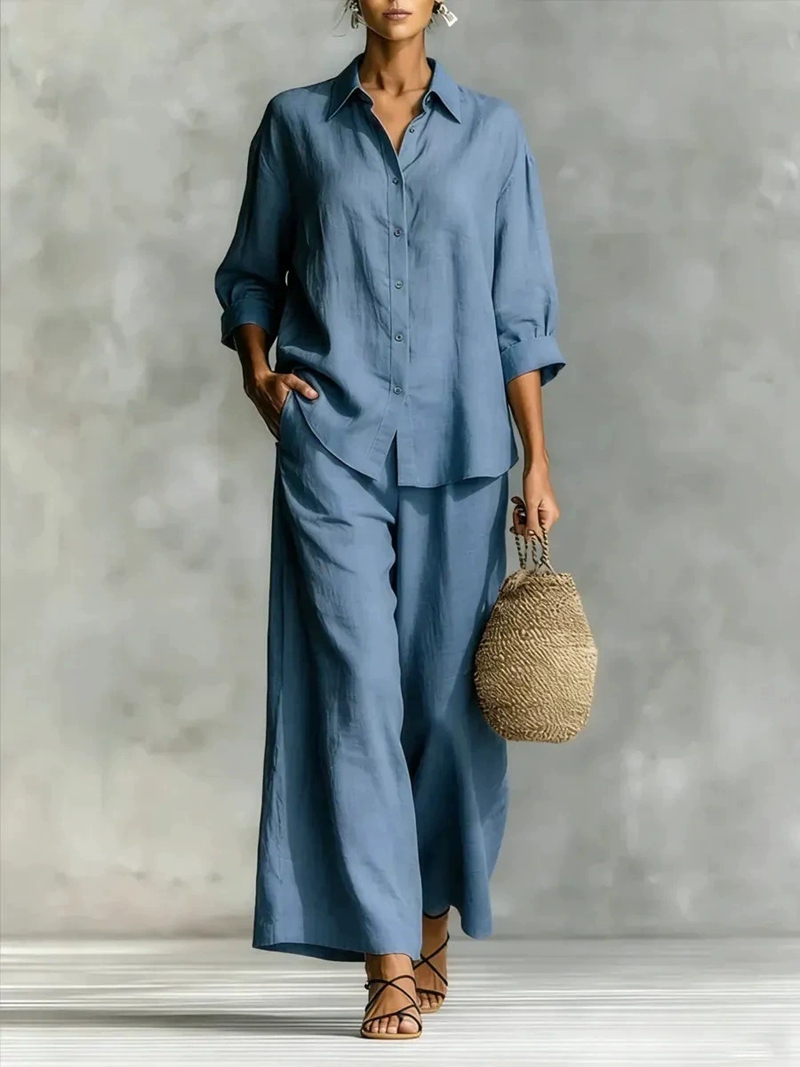 Linen Shirt Breathable - Damen Neues 7-Ärmel-Shirt & Weite Hose