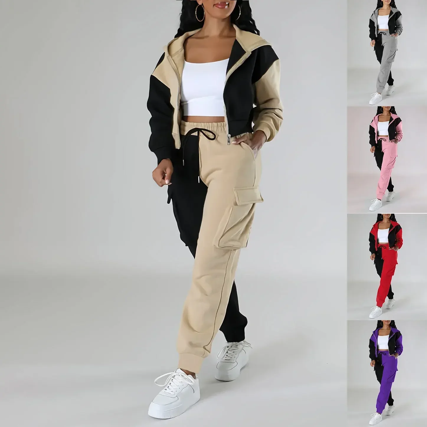 Short Linen Drawstring - Frauen Lose Herbst Winter Zwei Stücke